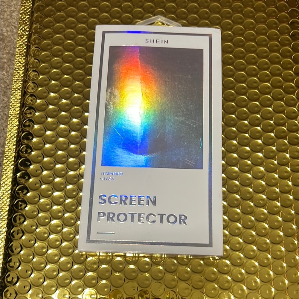 SHEIN Holographic Screen Protector with Gold Packaging